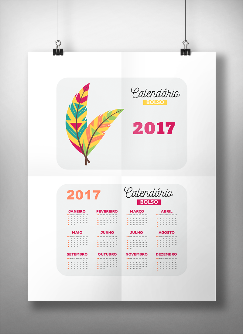 Calendário de bolso